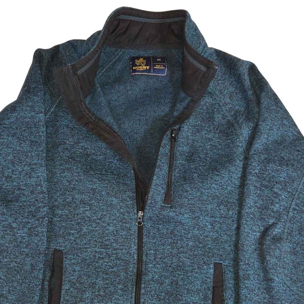 Rugby‎ University Mens Fleece Jacket Full Zip Teal Blue Size M